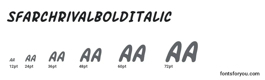 Размеры шрифта SfArchRivalBoldItalic