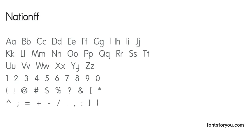 Schriftart Nationff – Alphabet, Zahlen, spezielle Symbole
