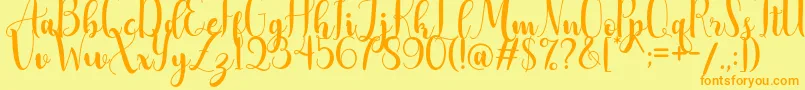 AdreenascriptDemo Font – Orange Fonts on Yellow Background