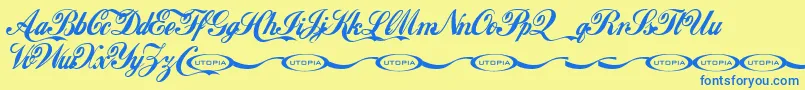 Weitere Informationen zur Lokicola-Schriftart Lokicola-Schriftart – Blaue Schriften auf gelbem Hintergrund