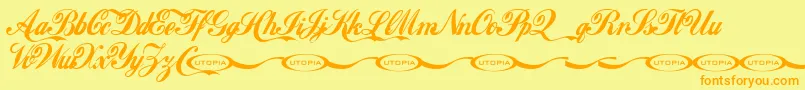 Lokicola-Schriftart – Orangefarbene Schriften auf gelbem Hintergrund