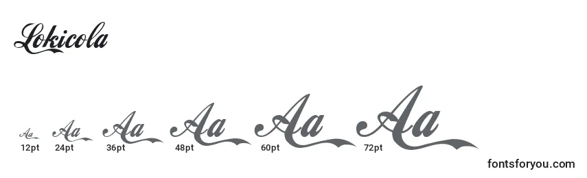 Размеры шрифта Lokicola