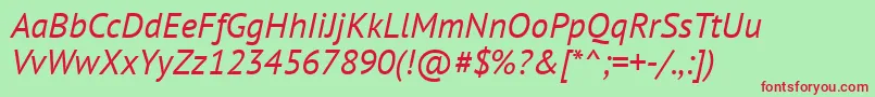 PtSansItalic Font – Red Fonts on Green Background