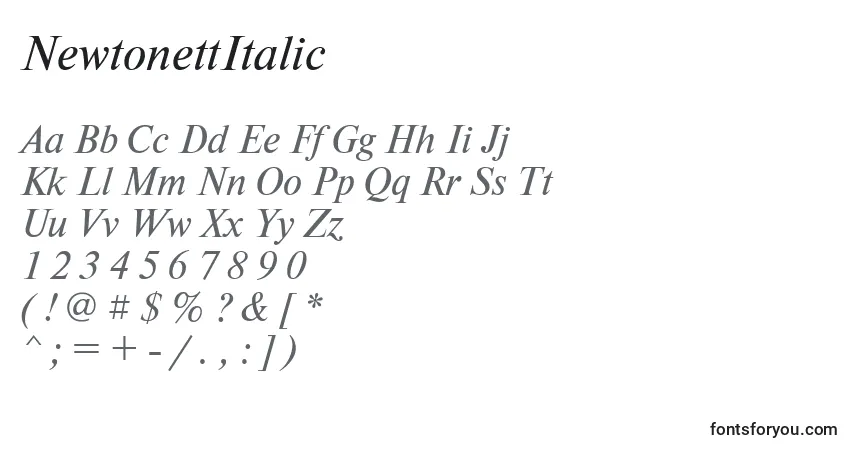 Schriftart NewtonettItalic – Alphabet, Zahlen, spezielle Symbole