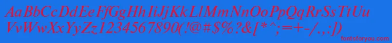 NewtonettItalic-Schriftart – Rote Schriften auf blauem Hintergrund