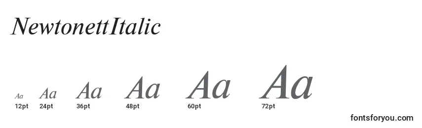 Размеры шрифта NewtonettItalic