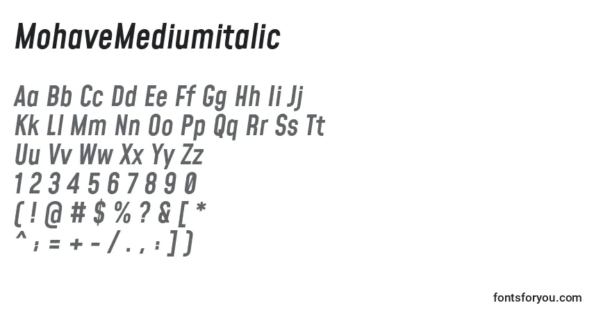 MohaveMediumitalicフォント–アルファベット、数字、特殊文字