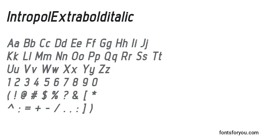 Czcionka IntropolExtrabolditalic – alfabet, cyfry, specjalne znaki