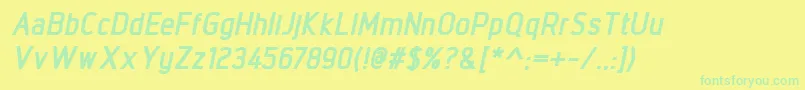 フォントIntropolExtrabolditalic – 黄色い背景に緑の文字