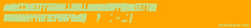 Schwachsinn3DfilledItalic-Schriftart – Grüne Schriften auf orangefarbenem Hintergrund