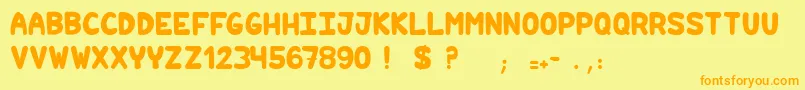 Hilariouscomicslight-Schriftart – Orangefarbene Schriften auf gelbem Hintergrund