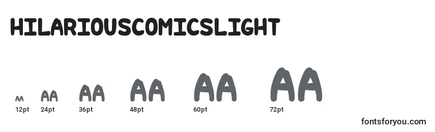 Размеры шрифта Hilariouscomicslight