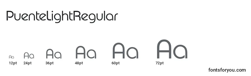 Размеры шрифта PuenteLightRegular