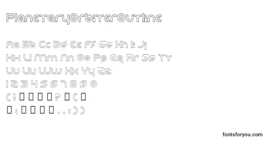 Fuente PlanetaryOrbiterOutline - alfabeto, números, caracteres especiales