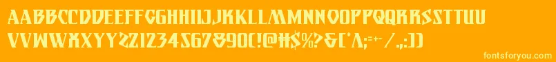 Eternalknightcond-Schriftart – Gelbe Schriften auf orangefarbenem Hintergrund