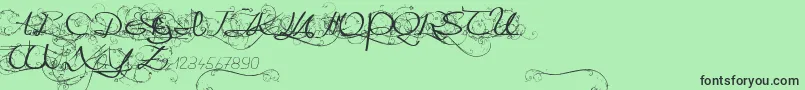 OneDayAfterRainRoses Font – Black Fonts on Green Background