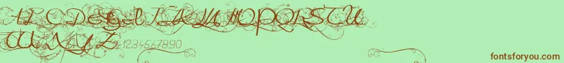 OneDayAfterRainRoses Font – Brown Fonts on Green Background