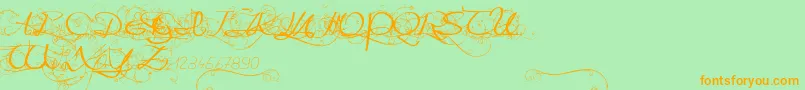 Police OneDayAfterRainRoses – polices orange sur fond vert