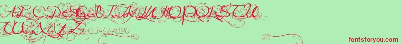 OneDayAfterRainRoses Font – Red Fonts on Green Background