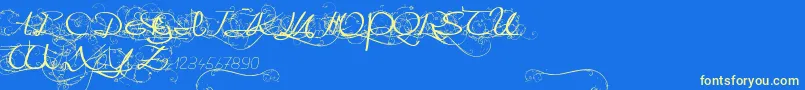 OneDayAfterRainRoses Font – Yellow Fonts on Blue Background