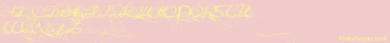 OneDayAfterRainRoses-Schriftart – Gelbe Schriften auf rosa Hintergrund