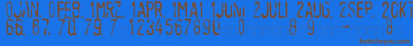 LinotypeTagesstempelMager-Schriftart – Braune Schriften auf blauem Hintergrund