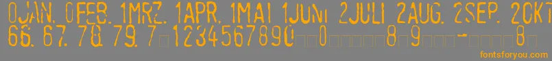 LinotypeTagesstempelMager-fontti – oranssit fontit harmaalla taustalla
