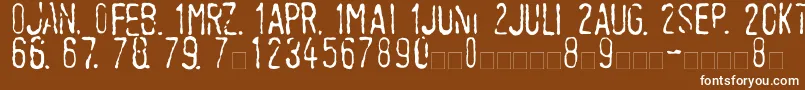 フォントLinotypeTagesstempelMager – 茶色の背景に白い文字