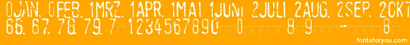 En savoir plus sur la police LinotypeTagesstempelMager Police LinotypeTagesstempelMager – polices blanches sur fond orange