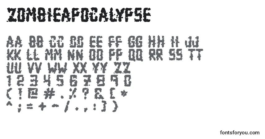 Czcionka ZombieApocalypse – alfabet, cyfry, specjalne znaki