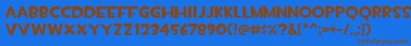 Tf2build-Schriftart – Braune Schriften auf blauem Hintergrund