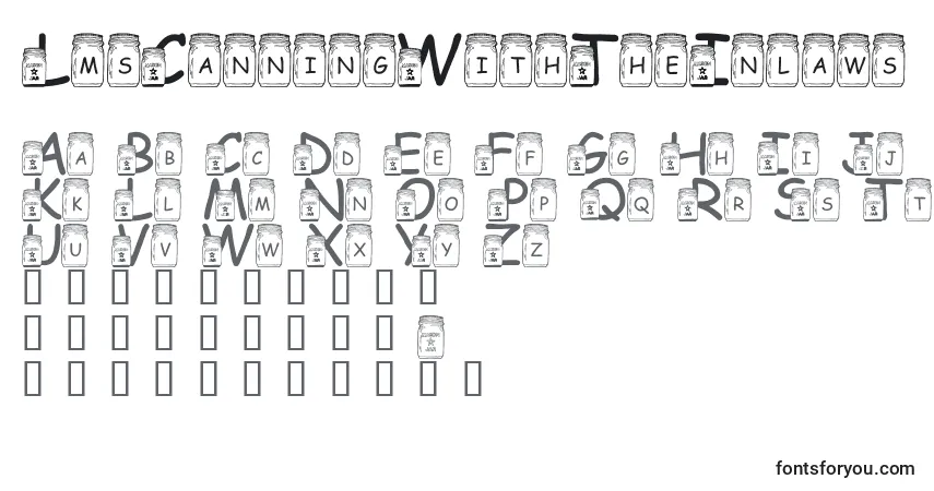 Schriftart LmsCanningWithTheInlaws – Alphabet, Zahlen, spezielle Symbole