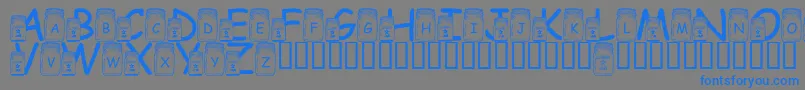 フォントLmsCanningWithTheInlaws – 灰色の背景に青い文字