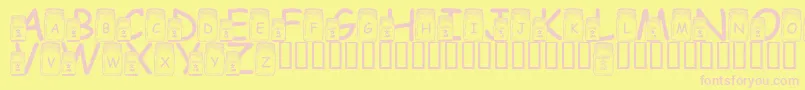 LmsCanningWithTheInlaws-fontti – vaaleanpunaiset fontit keltaisella taustalla