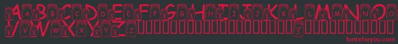 フォントLmsCanningWithTheInlaws – 黒い背景に赤い文字