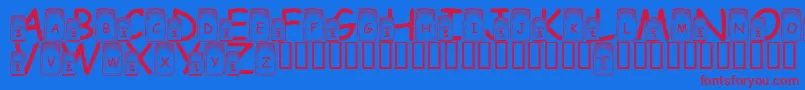 フォントLmsCanningWithTheInlaws – 赤い文字の青い背景