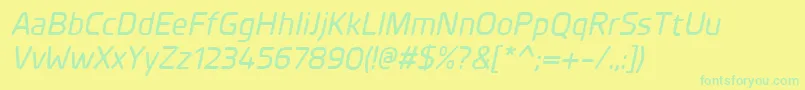 Шрифт PlanerMediumitalic – зелёные шрифты на жёлтом фоне