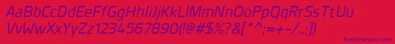 PlanerMediumitalic-Schriftart – Violette Schriften auf rotem Hintergrund