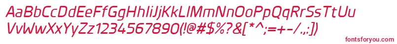 PlanerMediumitalic-Schriftart – Rote Schriften auf weißem Hintergrund