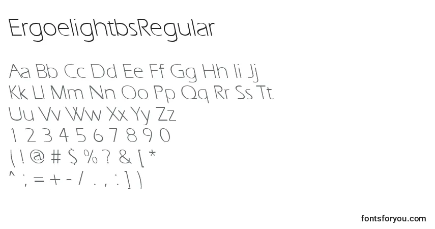 Czcionka ErgoelightbsRegular – alfabet, cyfry, specjalne znaki