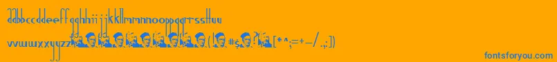 GaussJordan-Schriftart – Blaue Schriften auf orangefarbenem Hintergrund