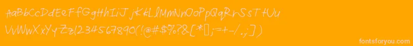 Radz-Schriftart – Rosa Schriften auf orangefarbenem Hintergrund