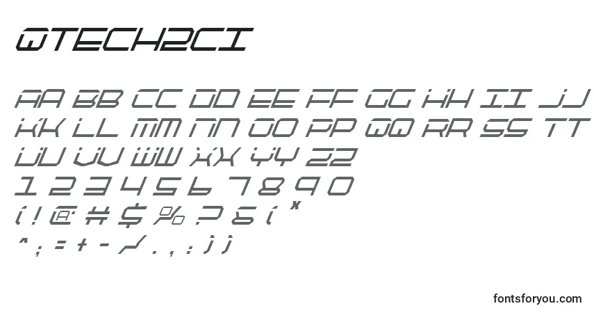 A fonte Qtech2ci – alfabeto, números, caracteres especiais