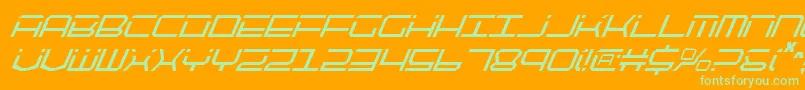 Qtech2ci-Schriftart – Grüne Schriften auf orangefarbenem Hintergrund