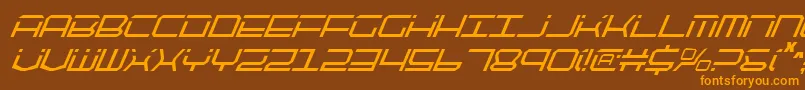 Qtech2ci-Schriftart – Orangefarbene Schriften auf braunem Hintergrund