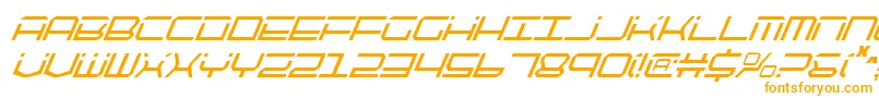 Qtech2ci-Schriftart – Orangefarbene Schriften auf weißem Hintergrund