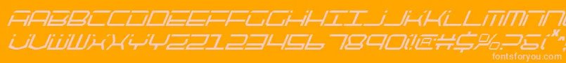 Qtech2ci-Schriftart – Rosa Schriften auf orangefarbenem Hintergrund