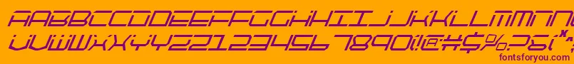 Qtech2ci-Schriftart – Violette Schriften auf orangefarbenem Hintergrund