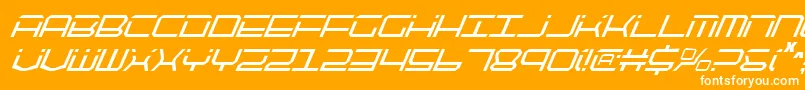 Qtech2ci-Schriftart – Weiße Schriften auf orangefarbenem Hintergrund