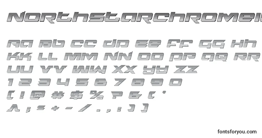 Шрифт Northstarchromeital – алфавит, цифры, специальные символы